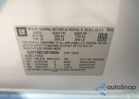 2014 GMC Sierra 1500 Slt из США, поврежденный, VIN 3GTP1VEC1EG106844